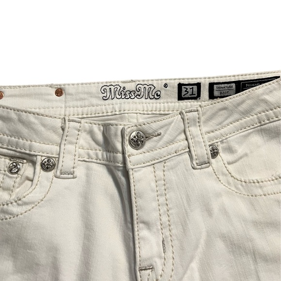 Miss Me Jeans Womens 31 White Boot Bootcut Flap Pocket Low Rise Denim - Picture 5 of 7